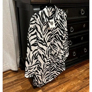 NWT Lita By Ciara Black White Zebra Shirt Dress XS